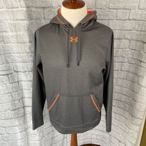 Under armour men M loose fit pullover hoodie w/front pocket gray & orange